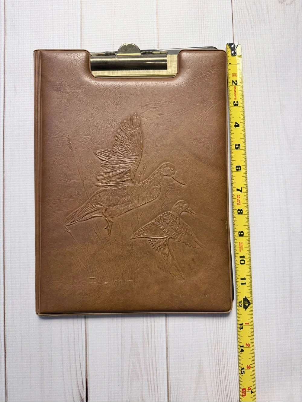Vintage Embossed Mallard Duck Faux Leather Folding Clipboard Portfolio Padfolio